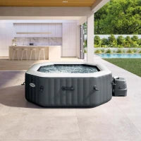 28434EX - Spa Bubble Ottagonale Cm 180X71, 4 Posti, Con Pompa, Riscaldatore, Sistema Di Purificazione Acqua, 120 Getti, Telo Base, Telo Copertura, Dispenser Di Cloro