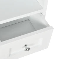 kleankin Armadietto Pensile Bagno a 2 Ante con Ripiano Aperto e 2 Cassetti in Legno, Bianco