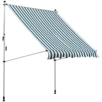 Tenda da Sole da Esterno 2x1.5m a Rullo con Manovella, Altezza e Angolazione Regolabile, Bianco e Verde