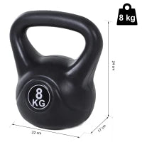 Kettlebell 8kg per Sport e Fitness con Base Piatta e Impugnatura, Kettlebell Pesi per Allenamento Home Gym Casa e Palestra, 22x17x24 cm, Nero