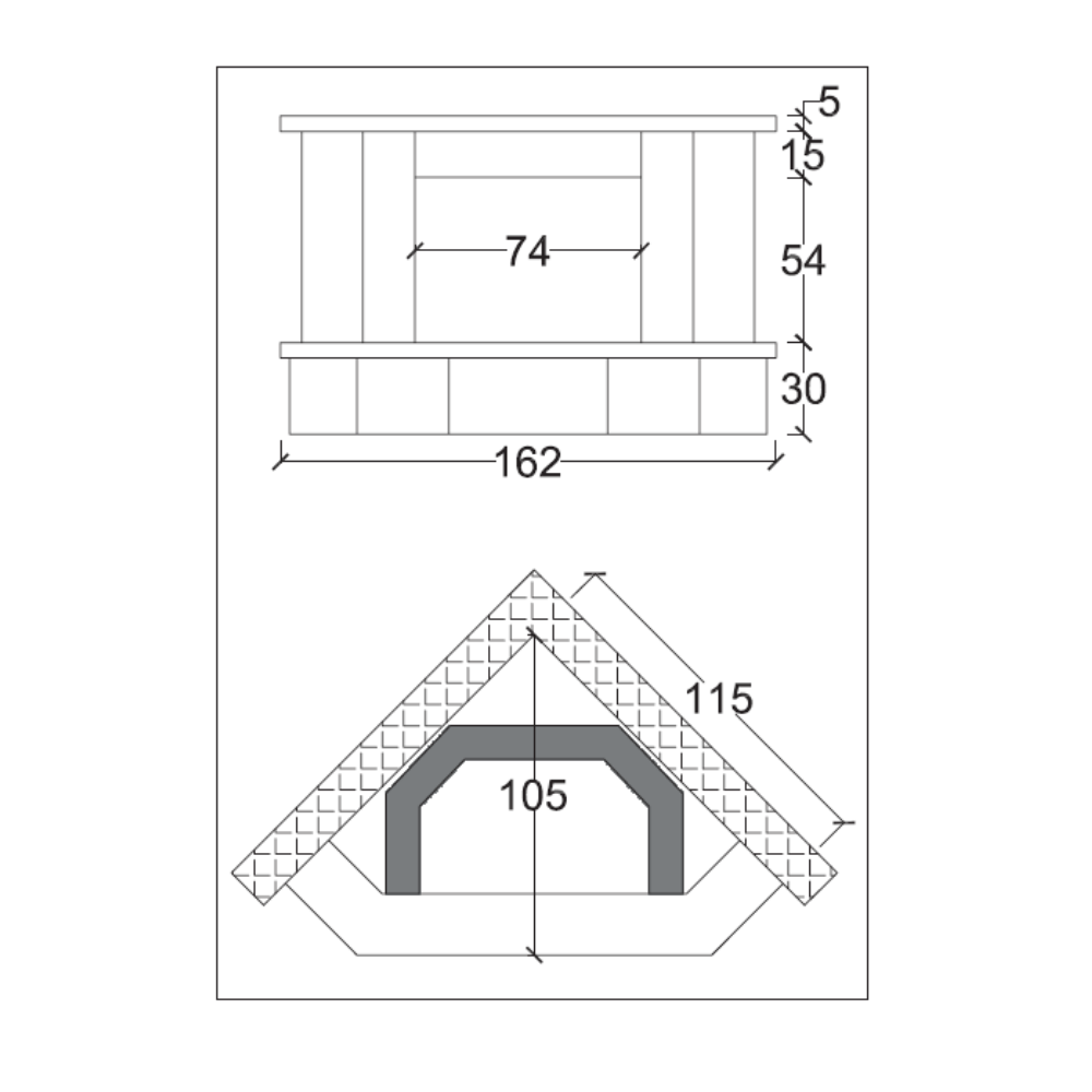 Camino parigi rivestimento marmo pietra con focolare refrattario m100 angolare