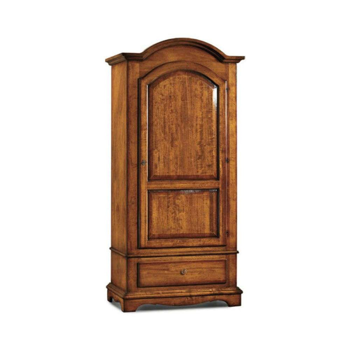 Armadio con 1 anta 1 cassetto appendiabiti con bastone in legno massello e mdf con rifinitura in noce lucido 96x56x196 H