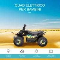 Quad Elettrico per Bambini 18-36 Mesi con Batteria Ricaricabile da 6V, 72x40x45.5 cm, Nero