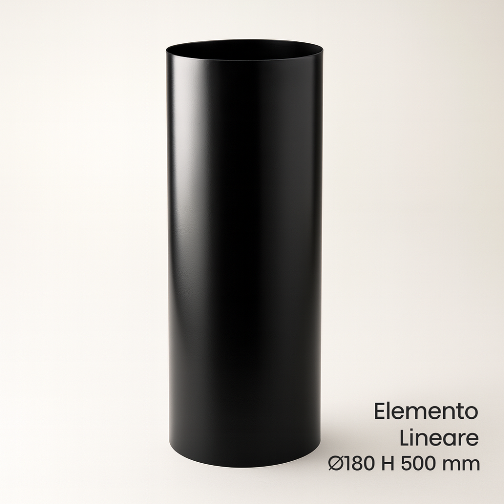 Tubo lineare arredo canale da fumo stufa a pellet sistema scarico diametro 180mm *** misura h 500 mm, confezione 1