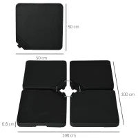 Base per Ombrellone da 4 Pezzi Riempibili con Acqua o Sabbia e Ganci di Connessione, Nero