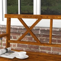 Panchina da Giardino 2 Posti in Legno con Ripiano e Braccioli, 125x58x88cm, Legno