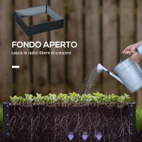 Letto per Orto Rialzato a Fondo Aperto con Rivestimento, in Acciaio Zincato, 120x120x30 cm, Grigio