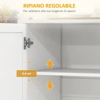Isola per Cucina con Cassetto, Armadietto e 2 Ripiani Aperti, in MDF e Acciaio Inox, 128x45.5x91.5 cm