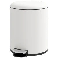 Bidone Immondizia a Pedale da 5L con Coperchio a Chiusura Morbida, in Metallo e PP, 26.5x21x28 cm, Crema