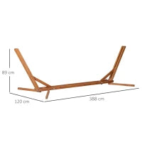 Supporto per Amaca Sospesa Regolabile su 3 Livelli, Pieghevole e Portatile, in Legno, 388x120x89 cm