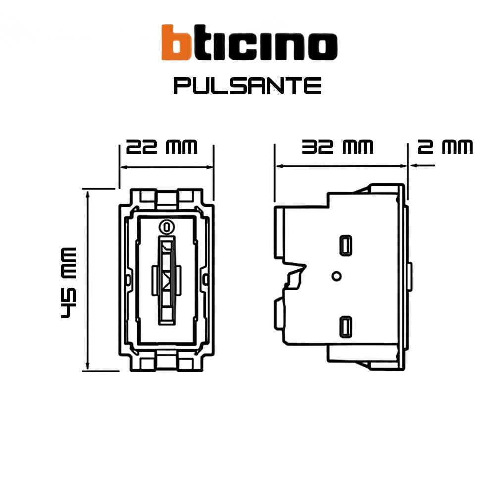 Bticino living now k4005 pulsante unipolare illuminabile 10a 250v