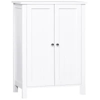 kleankin Mobiletto da Bagno Salvaspazio, Armadietto da Bagno Multiuso con Armadietto 2 Ripiani 2 Ante Maniglie in MDF 60 x 30 x 80cm Bianco