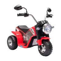 Moto Elettrica per Bambini a 3 Ruote con Luci e Suoni, Batteria Ricaricabile 6V, Velocità 2 km/h, per Bimbi da 18-36 Mesi, 72x57x56cm Rossa