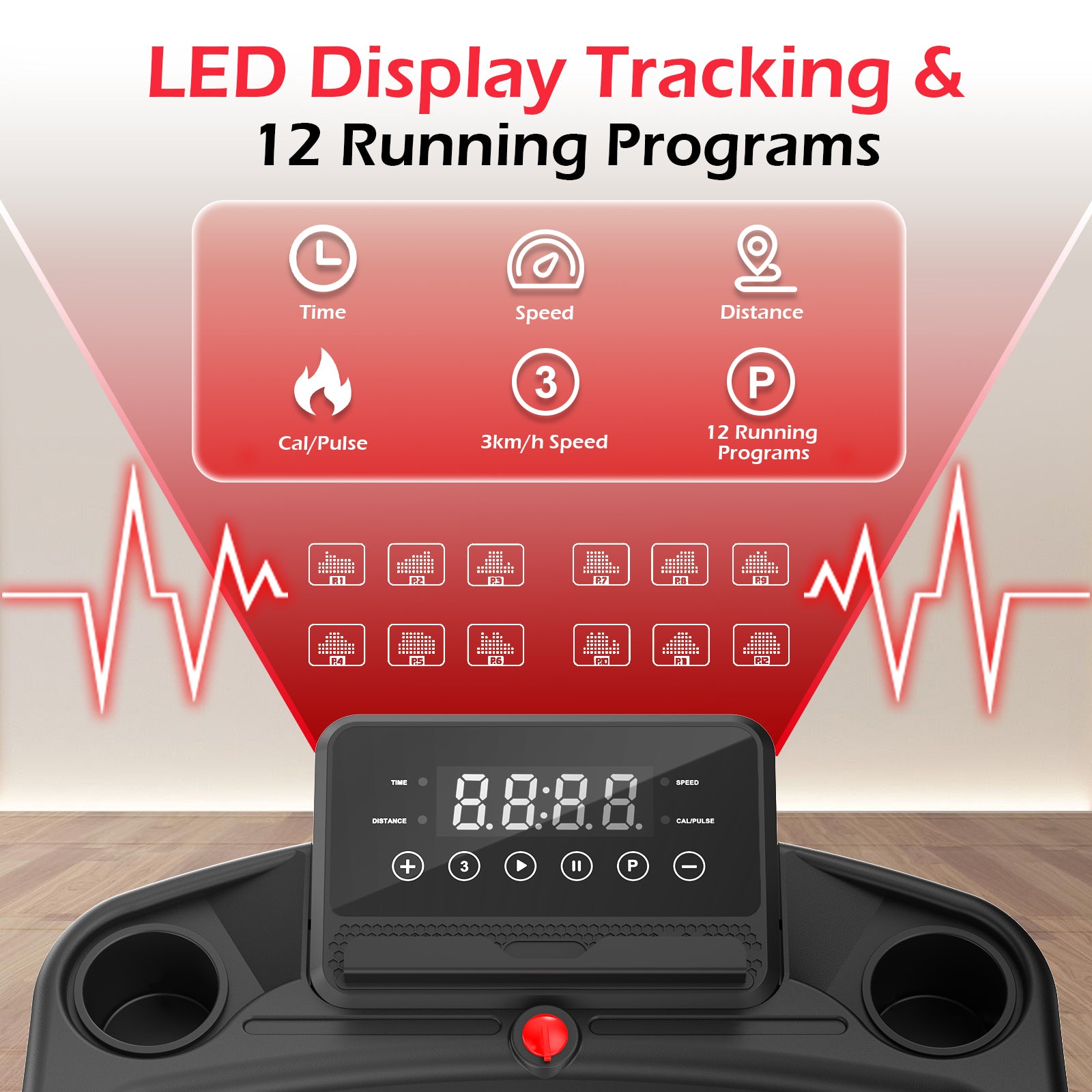 Tapis roulant pieghevole - RATTANTREE - walking pad 12 km/h, facile da piegare, con  APP, Display LED Telecomando per Ufficio Domestico Supporto per Tablet