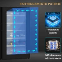 Cantinetta Vino Frigo per 24 Bottiglie, Capacità 65L, Controllo Temperatura e Ripiani Estraibili, Nero