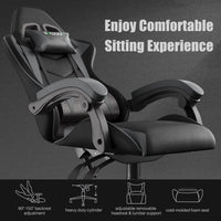 Sedia gaming ergonomica - RATTANTREE - con Supporto Lombare Sedia da Gioco in Pelle Pu con Altezza Regolabile - Nero Grigio