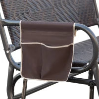 Panchina a Dondolo da Giardino 2 Posti in Rattan e Acciaio con Tasche Laterali, 122x75x88cm Marrone e Nero