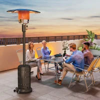 Riscaldatore per esterni terrazza a gas, portatile, 11 KW, con livelli di calore regolabili 82x82x223cm Nero