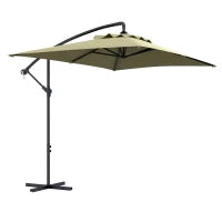 Ombrellone da Giardino Decentrato con Base a Croce e Apertura a Manovella, 294x193cm, Beige