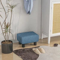 Pouf Poggiapiedi Imbottito e Rettangolare in Poliestere e Plastica, 40x30x24 cm, Blu Scuro