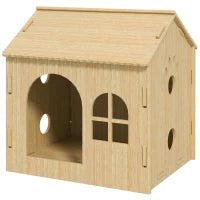 Casetta per Cani da Interni con Finestrella e Ingresso Anteriore, in Legno, 49.5x41x51 cm, color Rovere