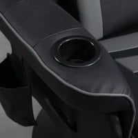 Poltrona da Gioco con Funzione Massaggio, Schienale Inclinabile, Poggiapiedi, Carico fino a 120 kg, Telaio in Acciaio, Similpelle, Grigio