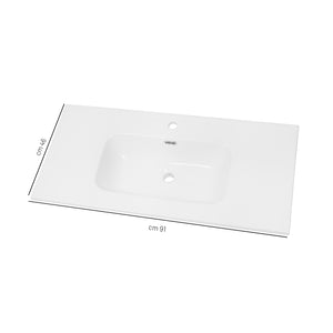 Lavabo ad incasso in ceramica bianco lucido per mobili bagno *** misure 91x46 cm, confezione 1