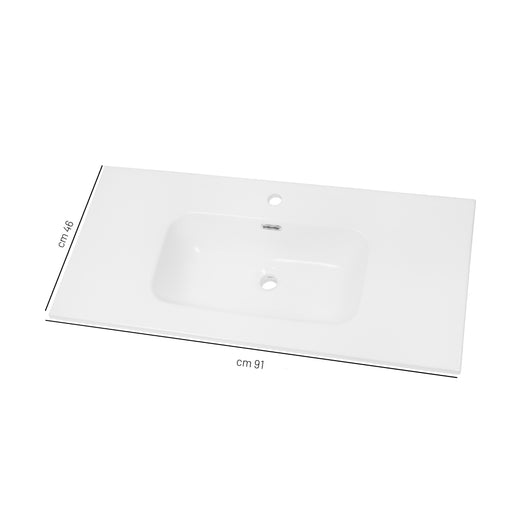 Lavabo ad incasso in ceramica bianco lucido per mobili bagno *** misure 91x46 cm, confezione 1