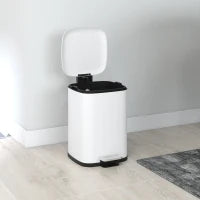 Bidone Immondizia da 12L a Pedale con Chiusura Silenziosa, in Metallo e PP, 24.5x32x34.5 cm, Bianco