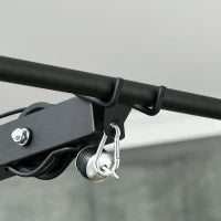 Stazione Fitness Multifunzione con Lat Machine, Sedile Regolabile e Supporto per Dischi, Nero