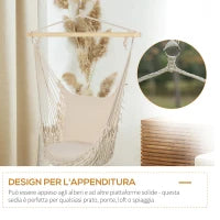 Amaca da Giardino in Corda Shabby Chic per Interni ed Esterni Bianca