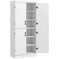 Credenza Cucina Alta con Armadietti e 4 porte 6 mensole di archiviazione, stile moderno, 76 x 40 x 177cm, bianco| Aosom Italy