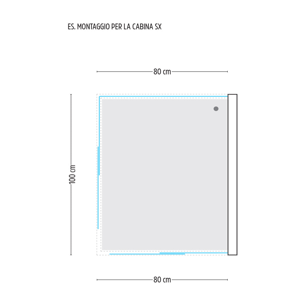 Ogomondo box cabina doccia corner 3 lati cristallo temprato serigrafato 80x100x80 sinistro