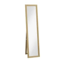 Specchio con Cornice in MDF con Piedini e Ganci per Utilizzo a Muro o a Parete, 37x40x155 cm