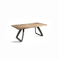 E-STYLO Tavolo allungabile con top rovere naturale e gambe in metallo nero, 90cm X 160/240cm H. 76cm.