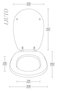 Sedile per WC modello LIUTO - Misure 35,8x46 cm.