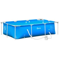 Piscina Autoportante da Esterno, Piscina Rettangolare Fuori Terra con Filtro e Valvola in Acciaio e PVC, Blu, 252x152x65cm