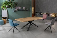 E-STYLO Tavolo fisso con top in rovere naturale e gambe in metallo nero, 90cm X 160cm H. 76cm.