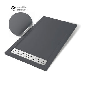 Piatto doccia mineral marmo resina antiscivolo h 4 cm *** misure l120 x p80 x h4 cm, tinta antracite, confezione 1