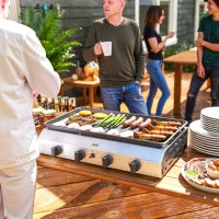 Piastra Barbecue a Gas con 4 Bruciatori da 2.4kw e Piano Antiaderente, 77x44.5x19cm, Argento