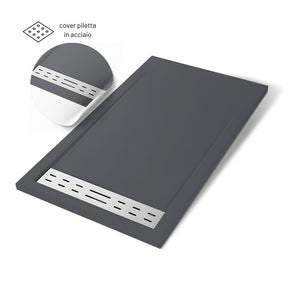 Piatto doccia mineral marmo resina antiscivolo h 4 cm *** misure l120 x p80 x h4 cm, tinta antracite, confezione 1