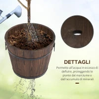 Set di 3 Vasi Secchielli per Piante Fiori , Set Vasi da Esterno in Legno di Diverse Dimensioni