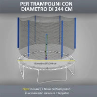 Rete di Protezione per Trampolini a 6 Pali con Ingresso con Cerniera, in PE, Ø244x180 cm, Nero e Blu