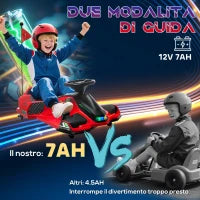 Go Kart Elettrico per Bambini 8-12 Anni Velocità 3-8 km/h per Drifting con Luci e Musica, Rosso
