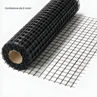 Rete in fibra di vetro 40x40 mm rinforzo massetti e intonaci 2 rotoli 1x50 m