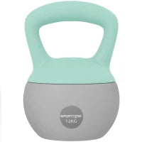Kettlebell da 12 kg con impugnatura antiscivolo 21 x 21 x 30 cm, Grigio e verde