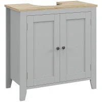 kleankin Mobile per Sotto del Lavabo Armadio Basso con 2 Porte e Ripiano Regolabile Stile Moderno 60x30x60 cm Grigio