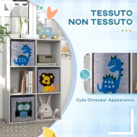 Scaffale Portagiochi per Bambini 3+ Anni a 6 Cubi, in MDF e Melamina, 61.8x29.9x91.5 cm, Grigio e Bianco