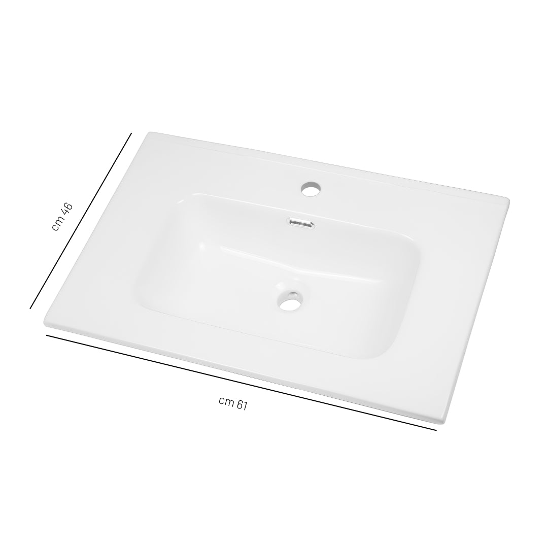 Lavabo ad incasso in ceramica bianco lucido per mobili bagno *** misure 61x46 cm, confezione 1