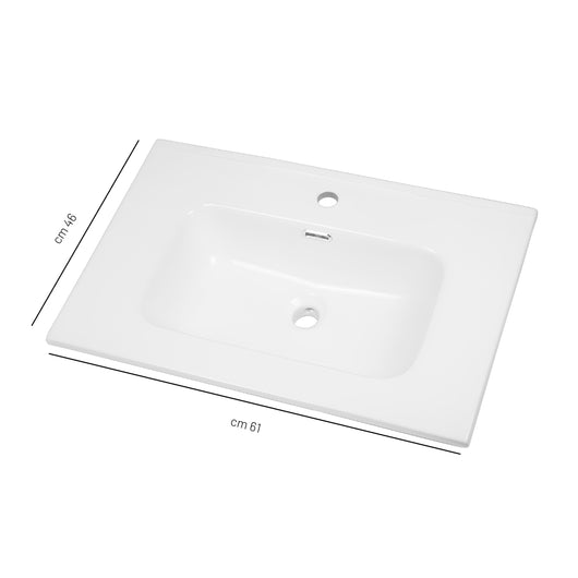 Lavabo ad incasso in ceramica bianco lucido per mobili bagno *** misure 61x46 cm, confezione 1